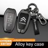 Metalen Lederen Auto Afstandsbediening Sleutelhoes Cover Sleutel Beschermer Fob Voor Citroen C1 C2 C4 C6 C3-XR Picasso Grand DS3 DS5 Auto Accessoires