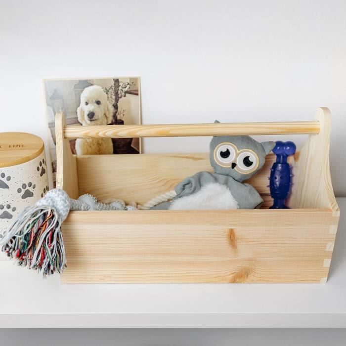 Petite boîte de rangement - CREATIVE DECO - 34 x 18 x 20,5 cm - Bois de pin naturel - Mixte