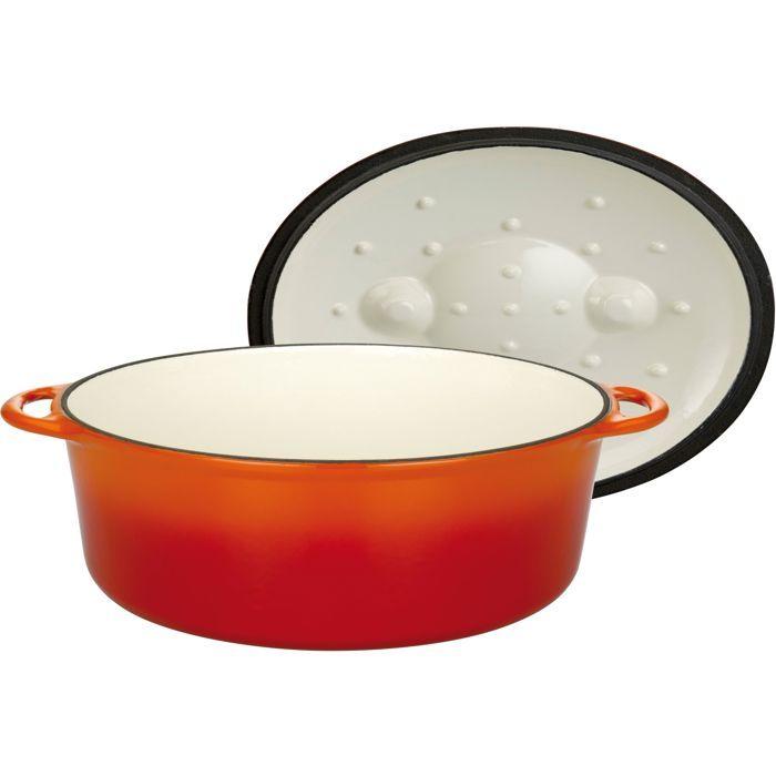 Cocotte en fonte massve - GSW - 33 x 25 cm- Orange - Ovale - Induction