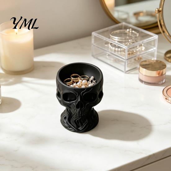 Small Item Storage Bowl 3D Printed Gothic Skull Decorative Catchall Bowl, Holder for Key Creative Trinket Dish Coin Jewelry, Dark Art Desktop Ornament