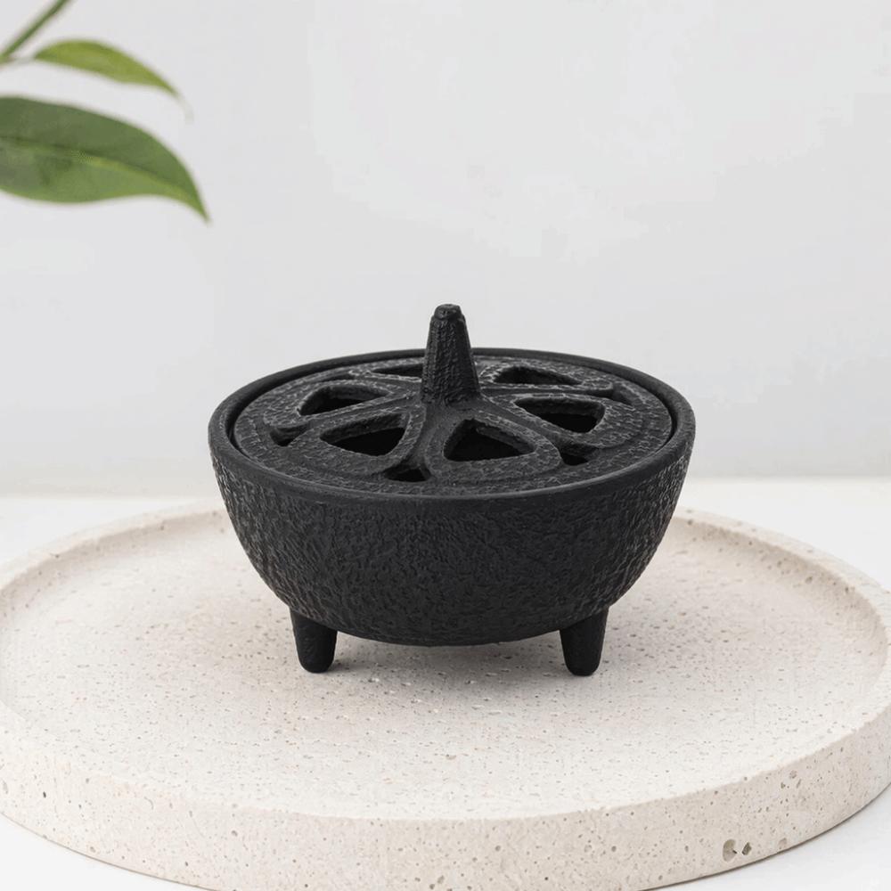 Mini Cast Iron Cone Incense Burner Heat Resistance Creative Cast Iron Incense Holder Retro Lotus Shaped Cast Iron Incense Censer