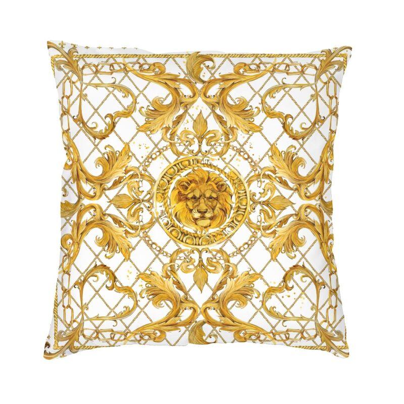 Golden Baroque Elegance Style Square Pillowcover Home Decorative Cushion Cover Throw Pillow for Car Doublesided Printing