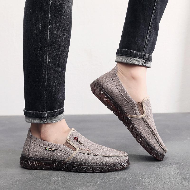 Cloth shoes men's single sole  sole middle-aged and elderly casual canvas dad shoes