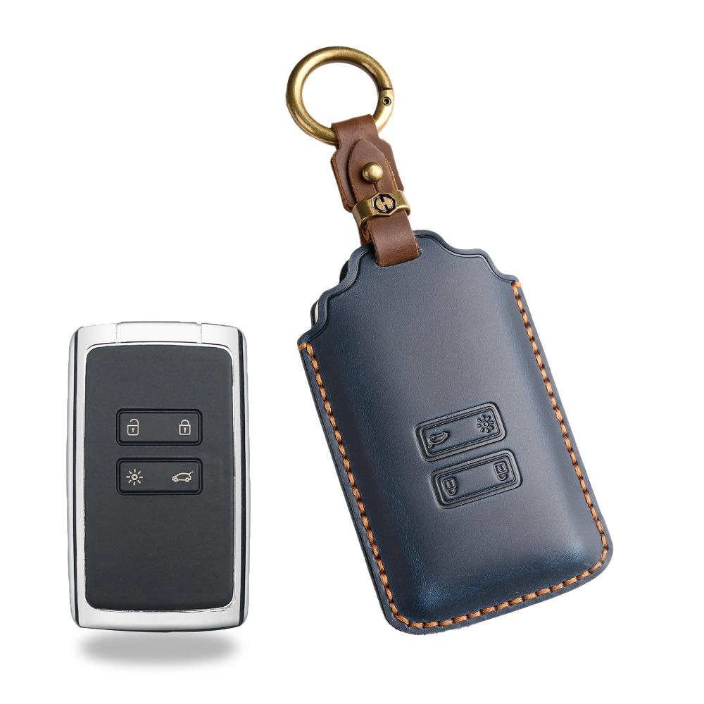 Vintage Leder Schlüsselhülle für Renault Kadjar Koleos Autoschlüsselanhänger Schutzhülle