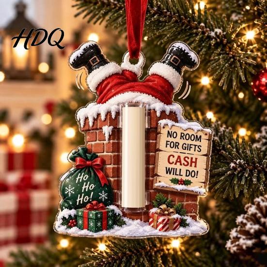 DIY Holiday Cash Gift Money Present Christmas Acrylic Holder Ornament Clear for Cash Funny Back