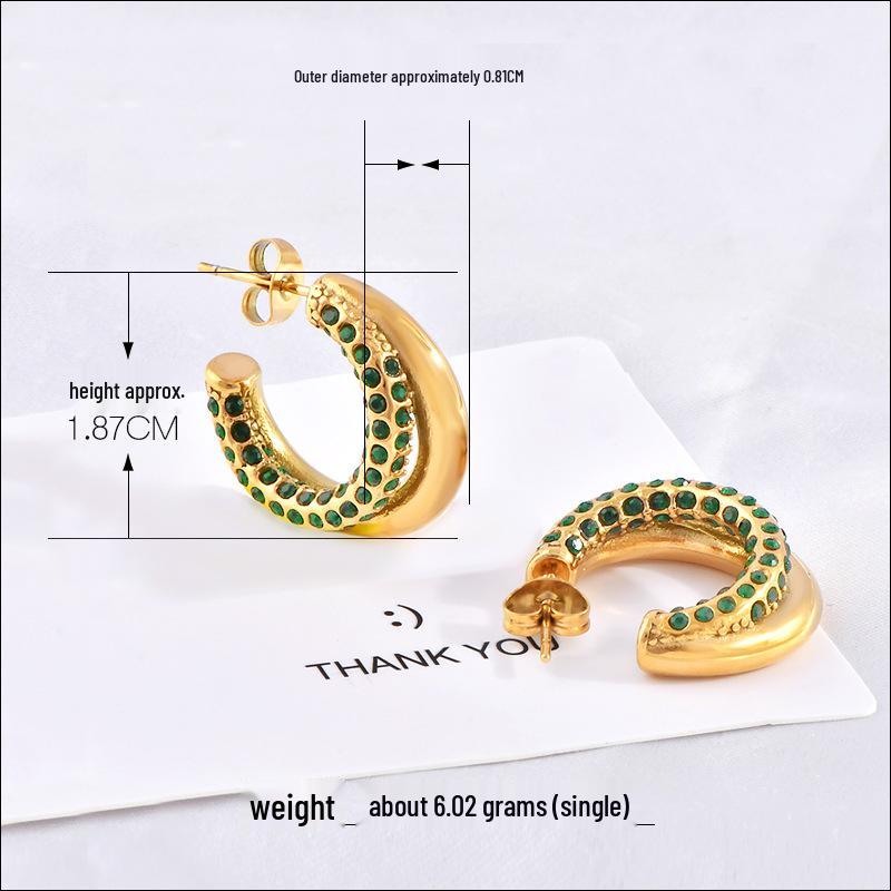 Europäische & Amerikanische Bestseller Strass Doppel-Lagen Vergoldete Edelstahl Ohrringe - Schlicht, Modisch Leichter Luxusschmuck