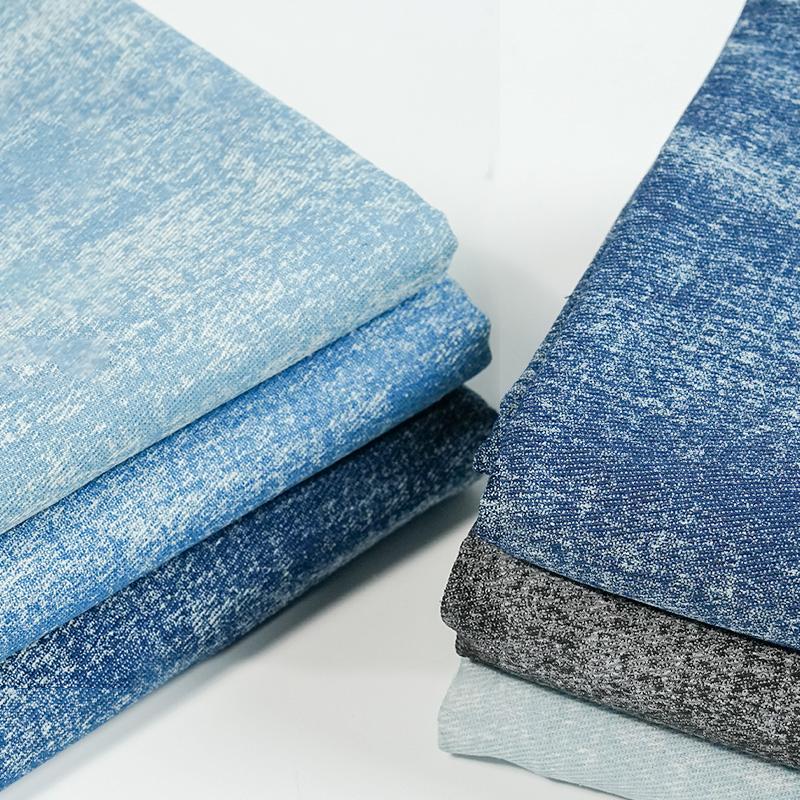 Snowflake Jacquard Denim Fabric Cotton By The Meter for Jeans Wallet Dress Women\'s Bags DIY Sewing Distress Designer Cloth Blue