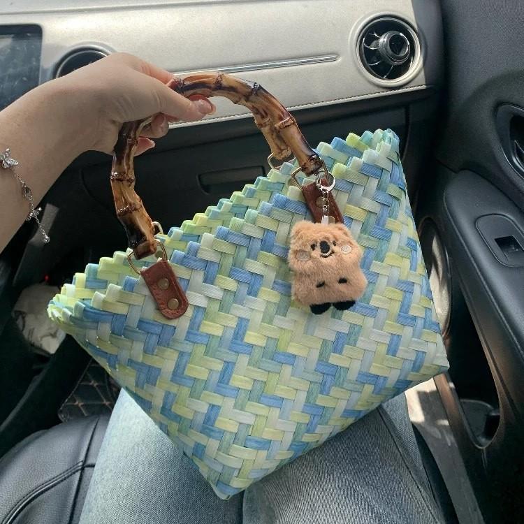 New Hand-held Straw Bag Japanese Women's Bag Daily Commute Summer Mori Foreign Style Hand-woven Bag Vegetable Basket Bag