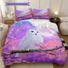 Owl Pattern Bedding Quilt Set Quilt Cover Pillowcase Home Decoration Birthday Gift (1 * duvet cover + 2 * pillowcase, without core)
