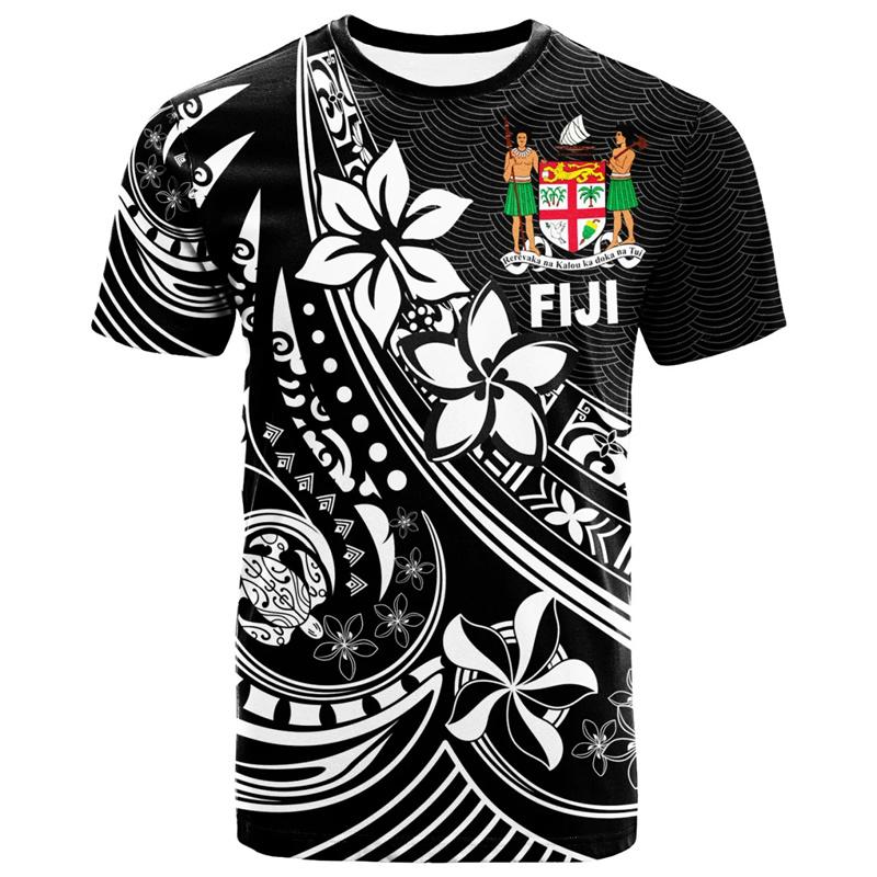 Fiji 3D Printed T-shirts Summer Round Neck Short Sleeves Casual Tops  Street Oversized men's T-shirts