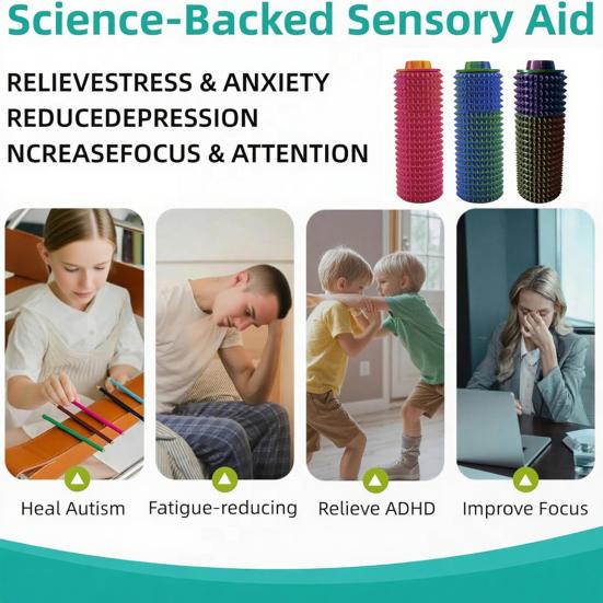 

Spiky Grippie Stim Fidget Toy Rotatable Head Stress Relief Teens Adults Pocket 3D Printed Pain Stimming Tool Portable Handheld