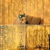 1pc 3*3m LED Curtain Lights USB Powered 8 Mode Remote Control Fairy String,Decoration Lights For Garland Wedding Home Bedroom