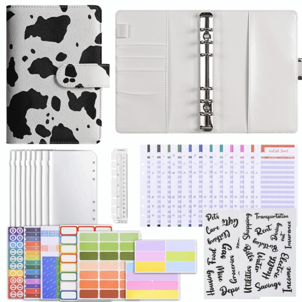 6 Hole Binder Pockets Soft Budget Binder Planner PU Notebook Binder  for Budgeting