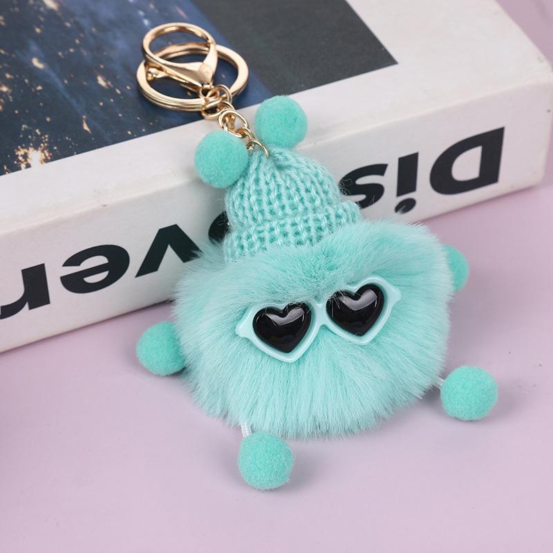 

1PC Elfin Cute Backpack Charm Multicolor Plush Handbag Decoration Small Briquettes Keychain Key Chains зелений