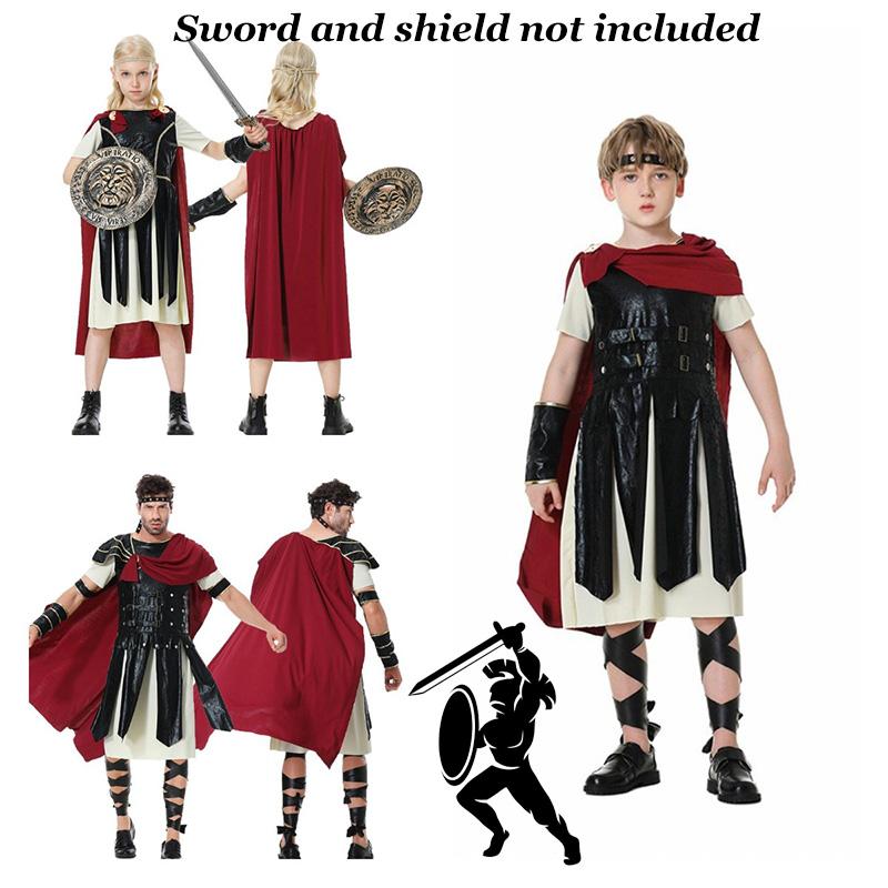 Cos Warrior Roman Costume Kids Set Parentchild Soldier Stage Halloween Up Dress