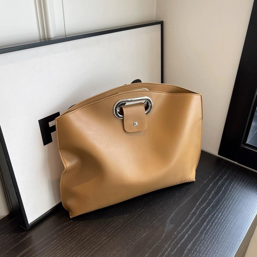 French Retro Soft Pu Leather Briefcase for Women New Large-capacity Commuter Handbag Folder Computer Bag for Men Solid Laptop