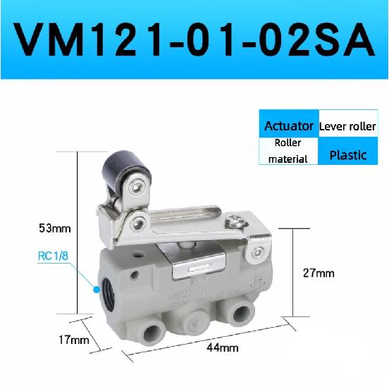 Pneumatischer Schalter Zwei-Positionen Drei-Wege Mechanisches Ventil Rollen Handbetätigte Ventile VM131-01-01A