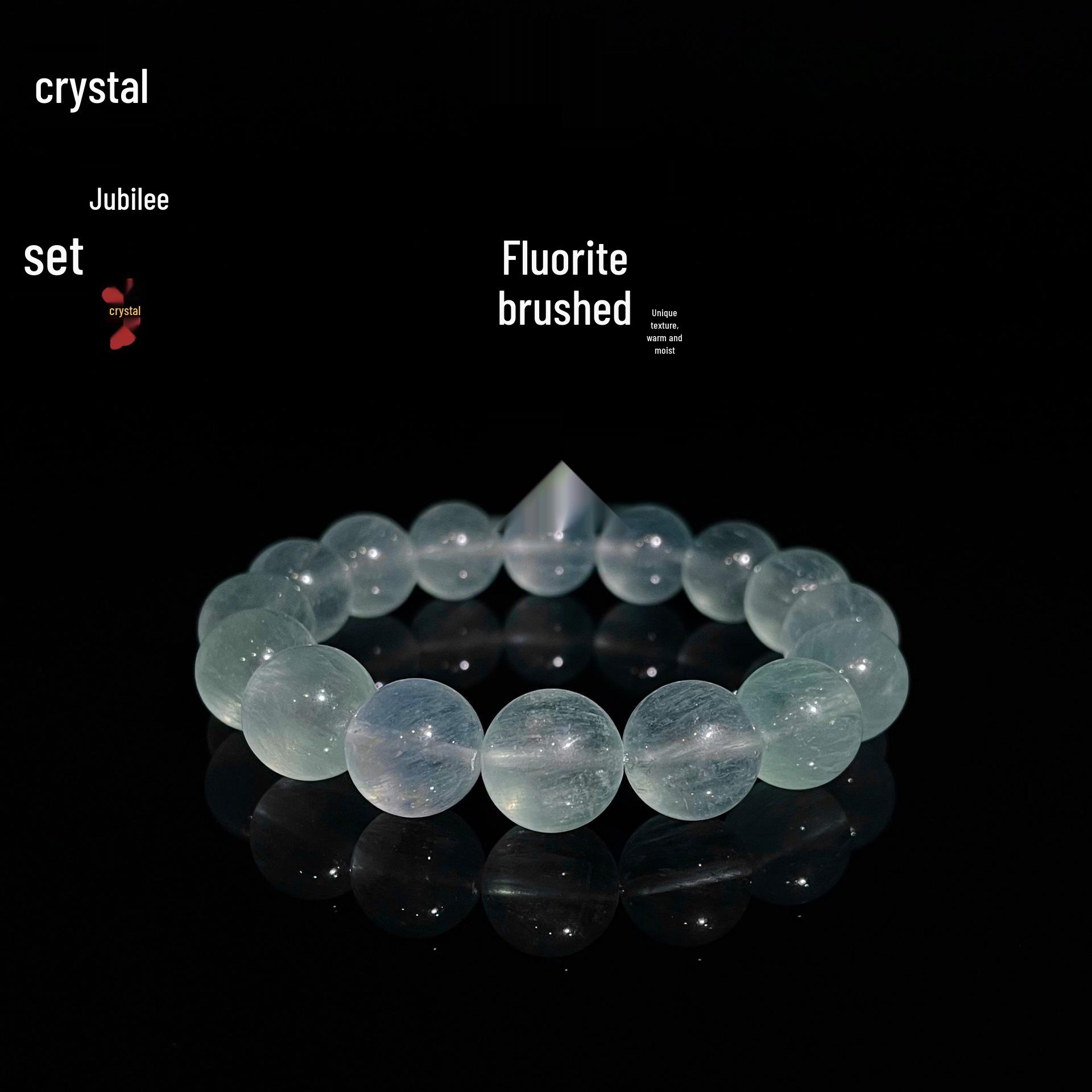 Браслет из иризирующего флюорита Jingxi Crystal с бархатистым кроличьим мехом 7mm