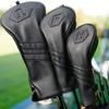 Golf Headcover Set Individual Golf Wood Cover Set for Fairway and Utility Black 3-Piece (1FUT) / Driver, Wood, Clubs, (H (Single))