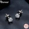 BAMOER Moissanite Stud Earrings, D Color Brilliant Round Cut Lab Created Diamond 925 Silver Earrings Gold Plated for