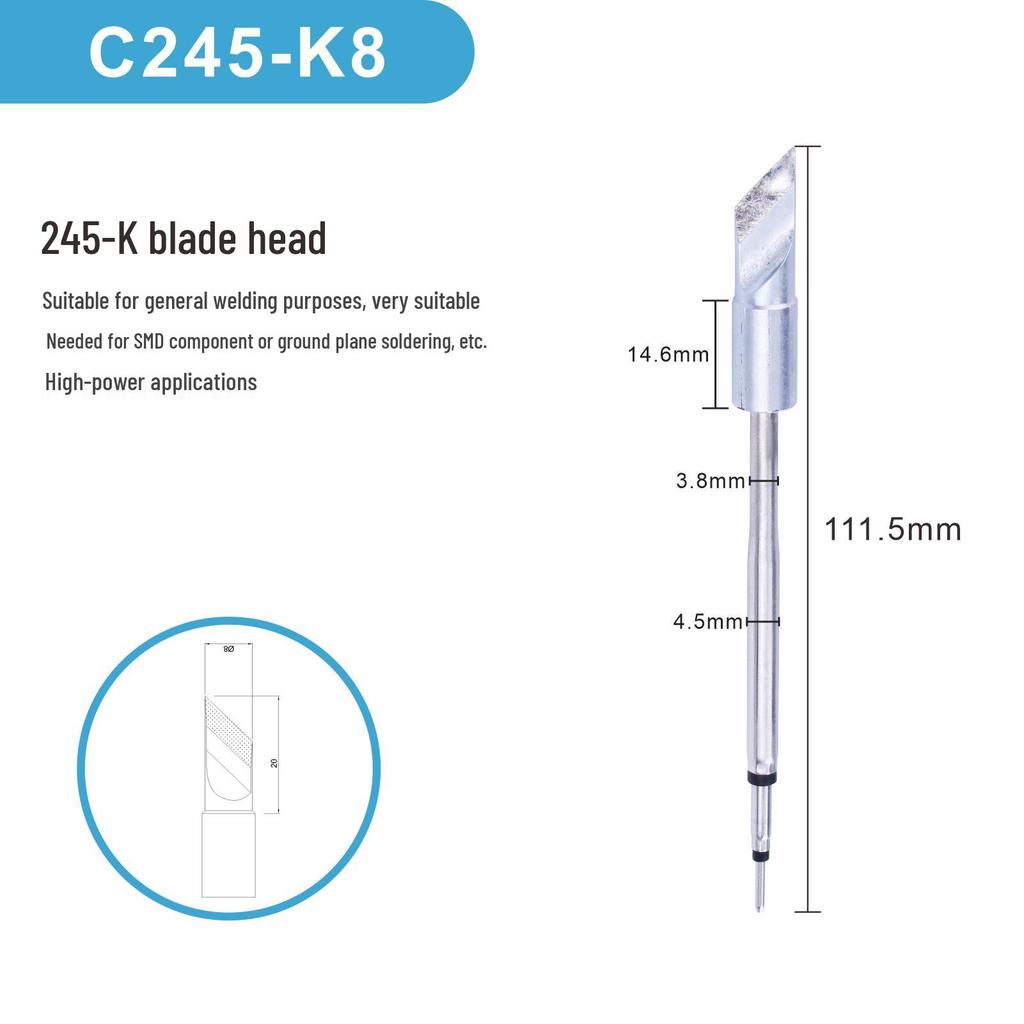 High-Quality Pure Copper C245K Soldering Iron Tip with Integrated Heating Element