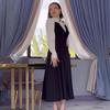 2024 Autumn Women's Color Block French Hepburn Waist-Slimming Dress