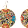 1 Paar baumelnde Ohrringe, Zeichnung, künstlerisch, hochwertig, individuell, farbecht, süß, bunt, Blumen, Schmetterlinge, zum Aufhängen