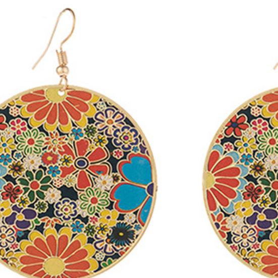 1 Paar baumelnde Ohrringe, Zeichnung, künstlerisch, hochwertig, individuell, farbecht, süß, bunt, Blumen, Schmetterlinge, zum Aufhängen