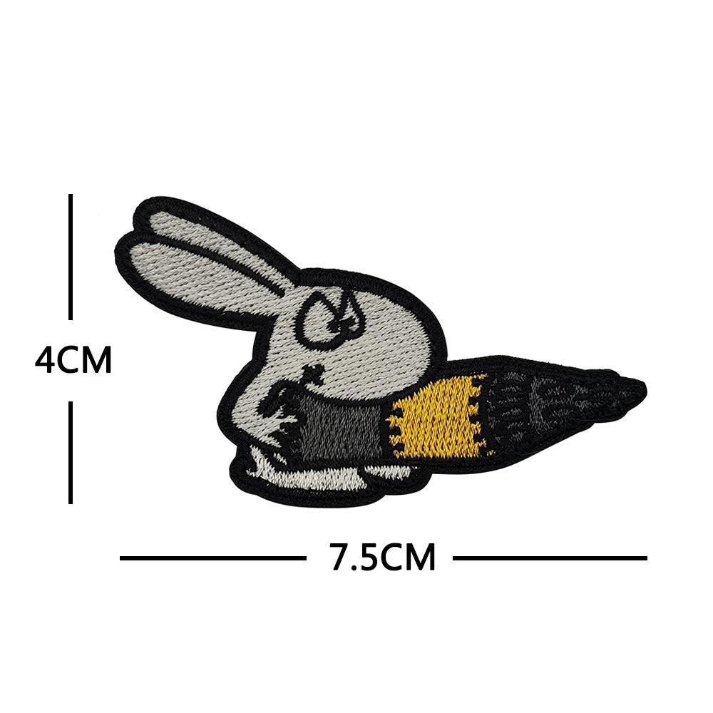 Outdoor Cute Rabbit Embroidery Patch Storage Bag with Velcro
