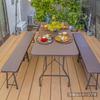 Takasho Garden Table Easy Carry Dining Table Rattan Style Brown High Density Polyethylene ECF Foldable Outdoor Balcony ECF-T01BR