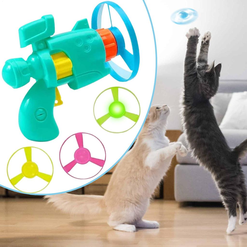 Random Color Flying Spinner Toy Flying Saucer Shooter for Pet Light-Up Interactive Pet Toy for Patio Beach Garden Outdoors Lawn