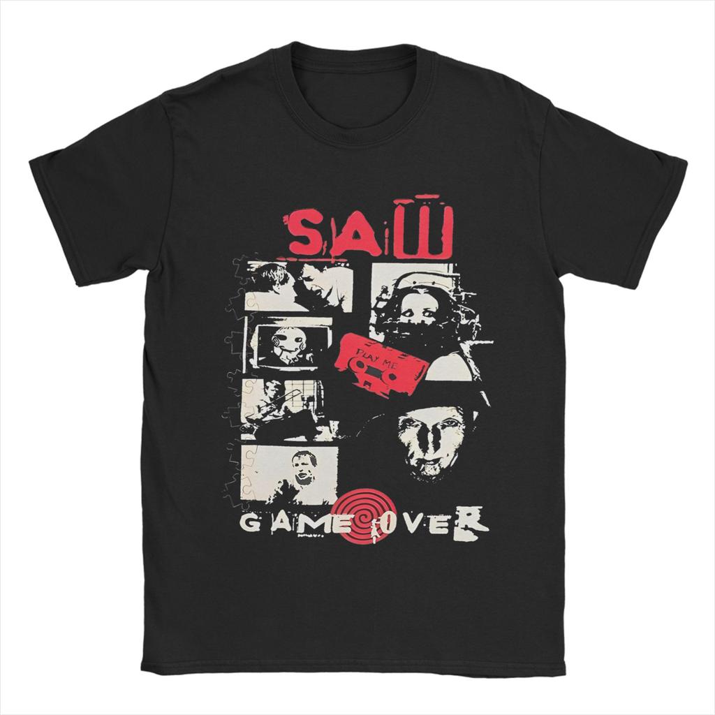 Casual Vintage Saw Movie  T-Shirt Men's Crewneck Short Sleeve Clothes Halloween  Cotton Summer Top Tee