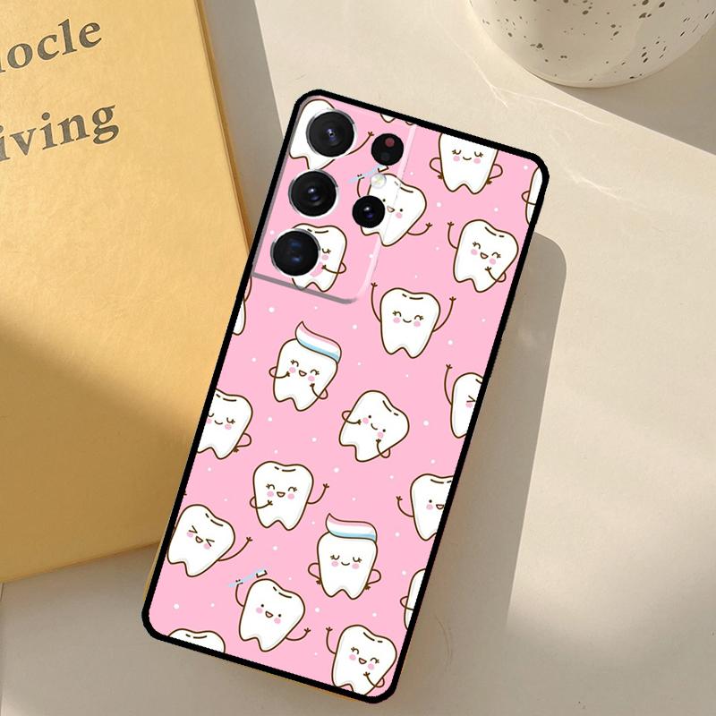 Dentist Tooth Pattern Phone Case For Samsung Galaxy S23 S20 S21 S22 S24 S25 Ultra S9 S10 Plus S25 FE Cover Shell
