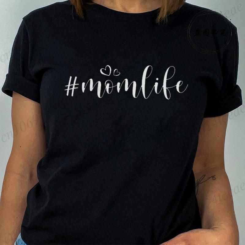 T Shirt for Women Mom Life Print Tshirt Short Sleeve Crew Neck Casual Top Mom Quotes Women Tshirt Blessed Mama Womens Clothing