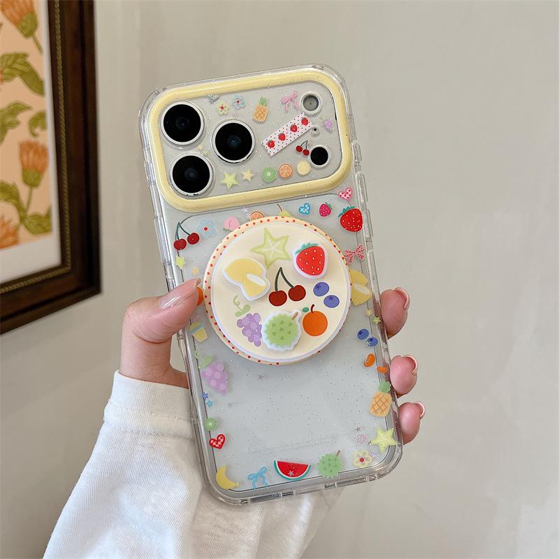 Sequined Magnetic Fruit Holder for iPhone 17/16 Pro Max/15/14 Cases