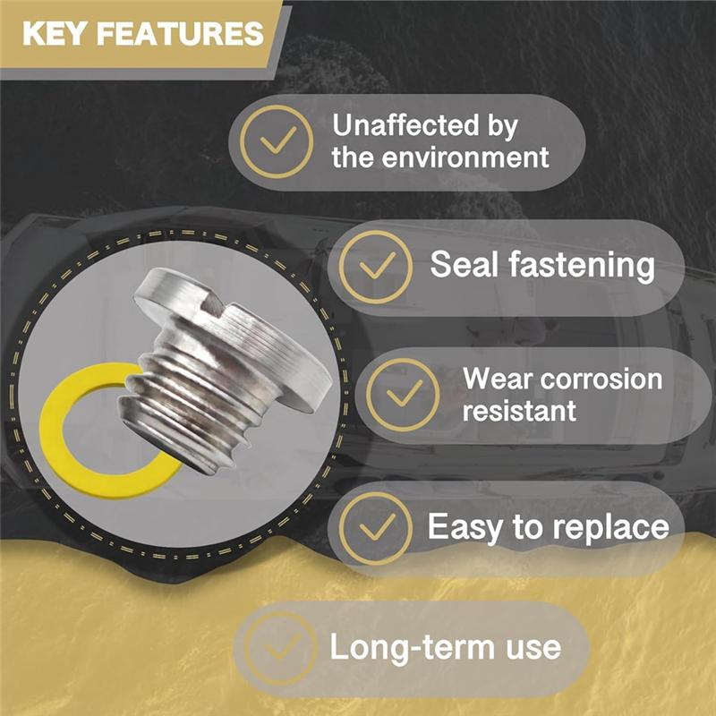 

79953Q04 Marine Lower Unit Oil Drain Plug Screw 2PCS For Mercury MERCRUISER Replaces 10-79953Q2 10-79953A2 18-2244