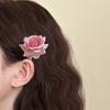 Women Hairpin French Style Artificial Rose Flower Decor Hair Clip Anti-slip Teeth Side Bang Hair Pin Holiday Leisure Hair Accessory