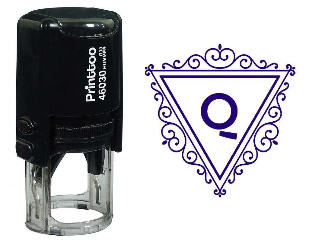 Printtoo Q Alphabet Swirl Border Triangle Monogram Initial Self Inking Rubber Stamp Office