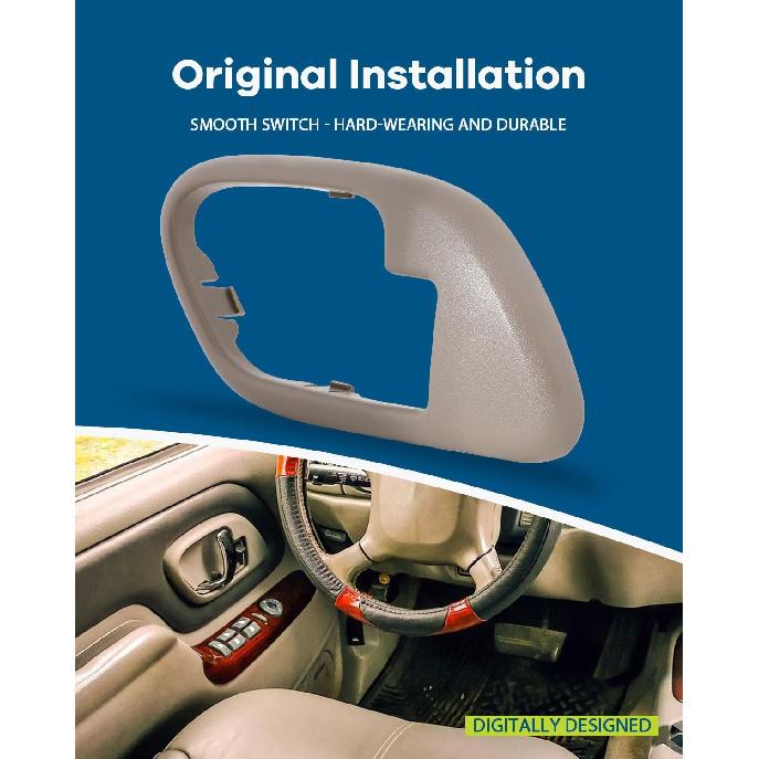LUJUNTEC Door Handle Trim Bezel Cover – Beige Interior Front Left Driver Side 1pc – Fits 1999-2000 for Cadillac Escalade, 1995-1999 for Chevrolet