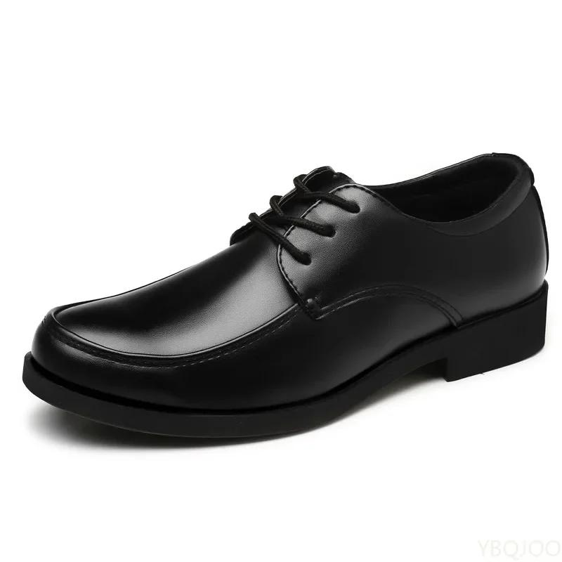 Nuove Scarpe da Uomo da Lavoro Scarpe Formali in Pelle a Punta Rotonda Scarpe Nere Casual da Lavoro Antiscivolo con Lacci Mocassini da Uomo