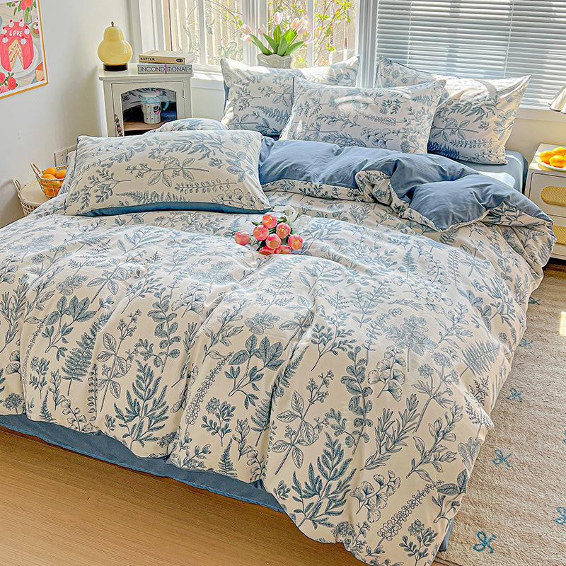 

Washed Cotton Single-sided Printing Duvet Cover Single Person Student Dormitory BedSheets Four Season Universal Machine Washable Household Bedding Set 150*200cm Only covered
