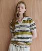MAXZA Color Block Open Collar Summer Knit