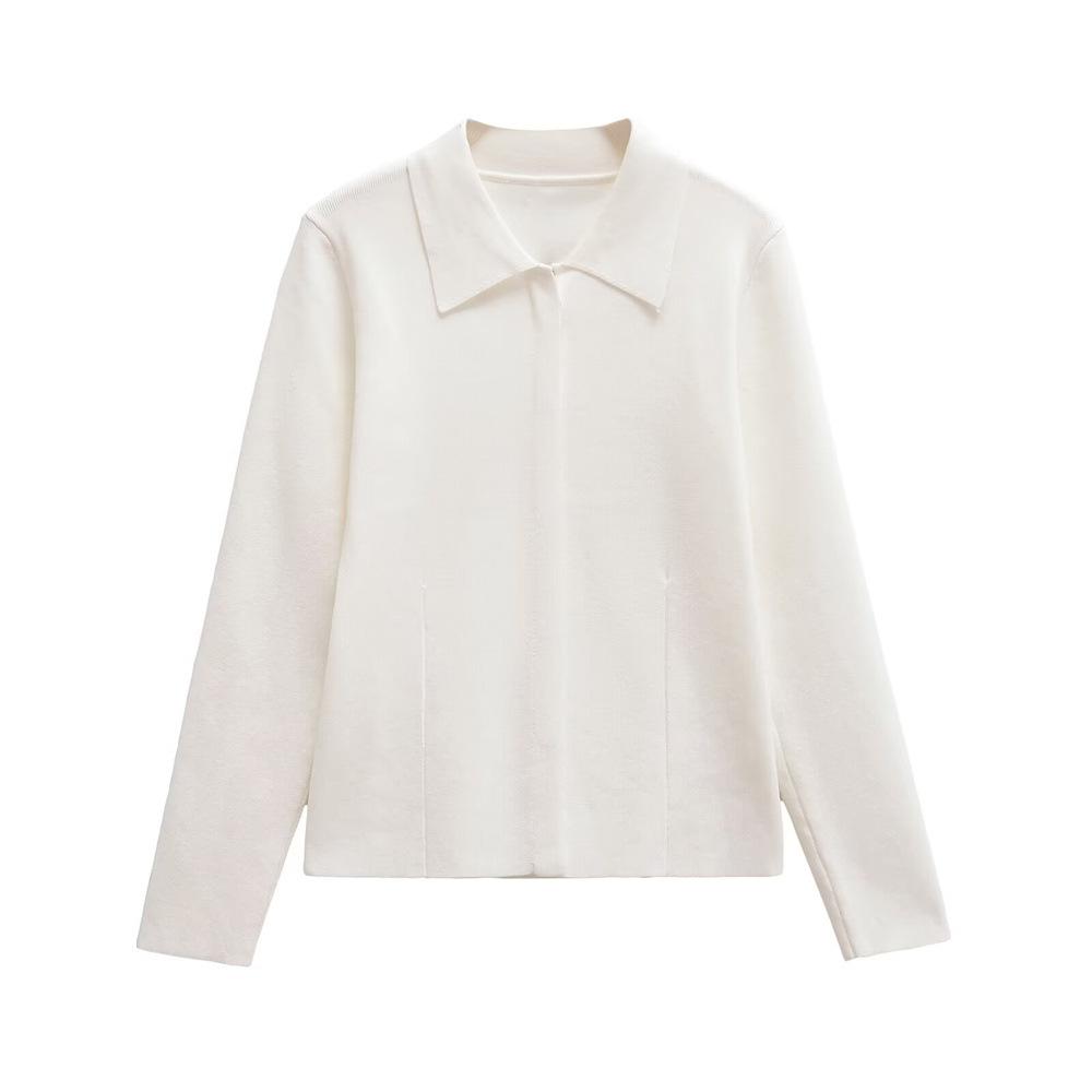 

Женский вязаный кардиган с длинными рукавами и воротником поло на осень/зиму 2024 Small