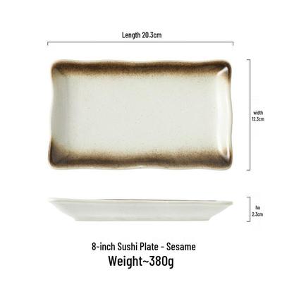 ZISIZ Ceramic Rectangular Wave Sushi Plate