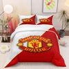 Manchester United FC Crest Logo Red White Duvet Cover Set 3 Piece with Pillowcases for Boys Bedroom Decor