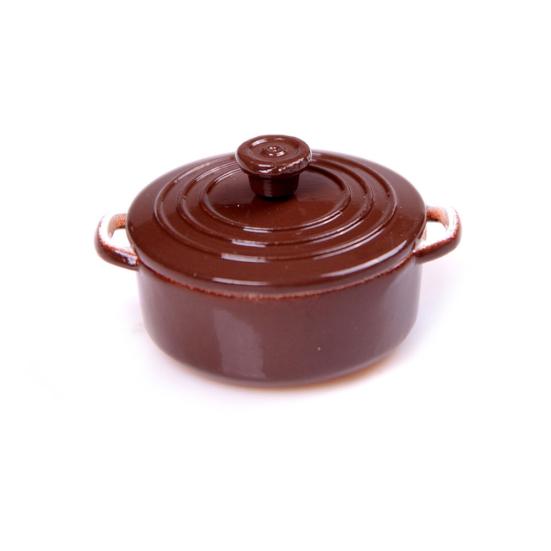 Dollhouse Miniature Stewpot Mini Soup Pot Boiler Accessories Play Kitchen Toy