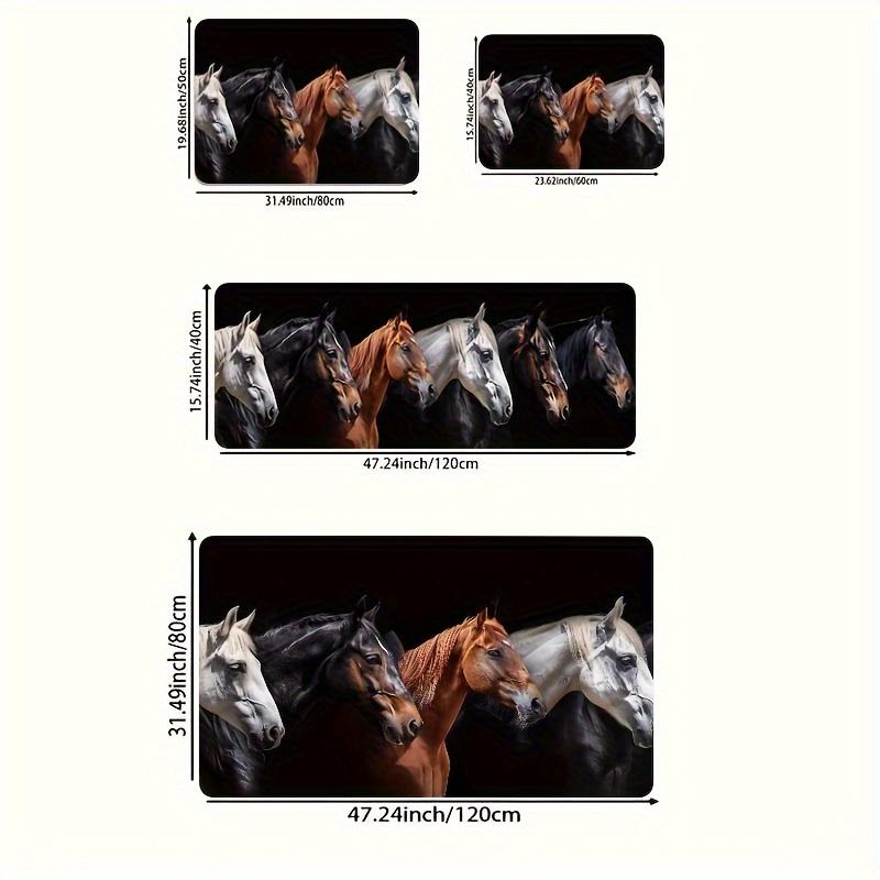 Running Horses Artistic Area Rug, Soft Non-Slip Machine Washable Floor Mat for Laundry Room Bathroom Kitchen Home Decor