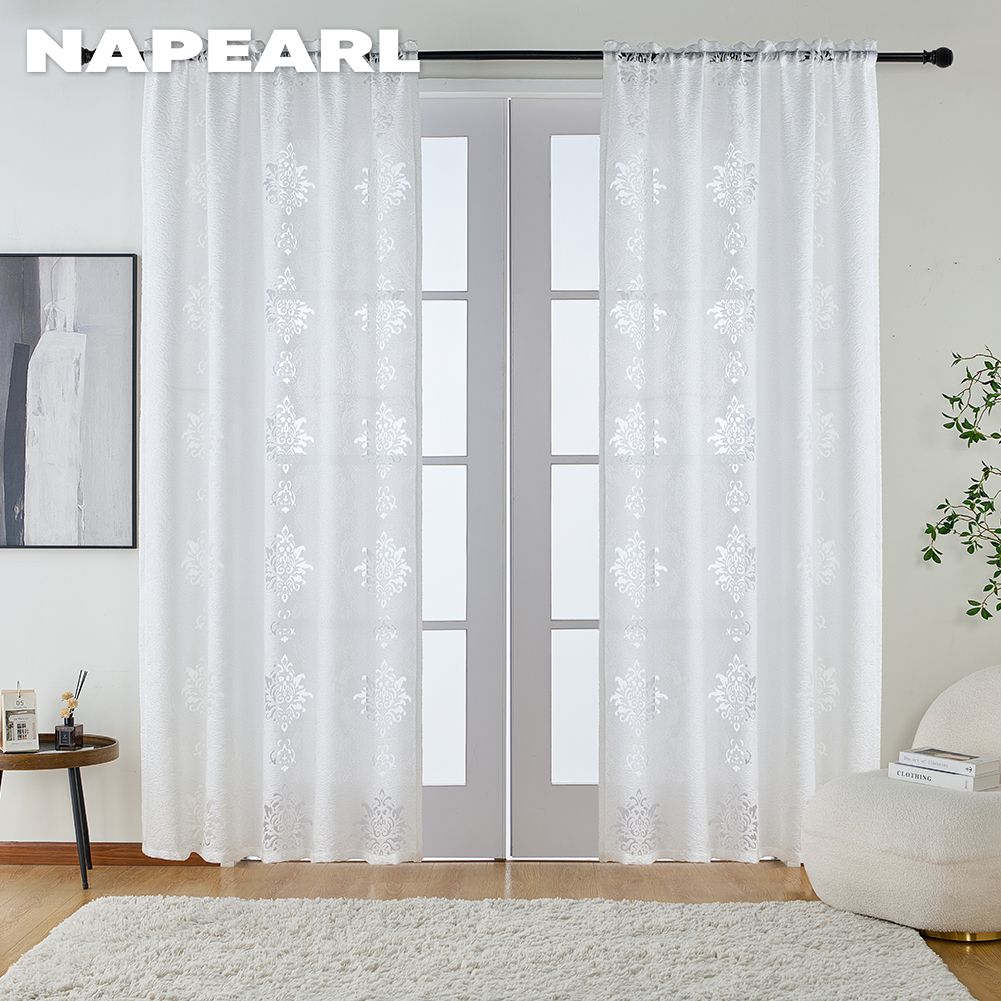 1 Stück NAPEARL 10 % Verdunkelung, modisch, klassisch, Tüll, vielseitig, Jacquard-Vorhang für Küche, Wohnzimmer, Schlafzimmer, Balkon, Fenster, Heimdekoration