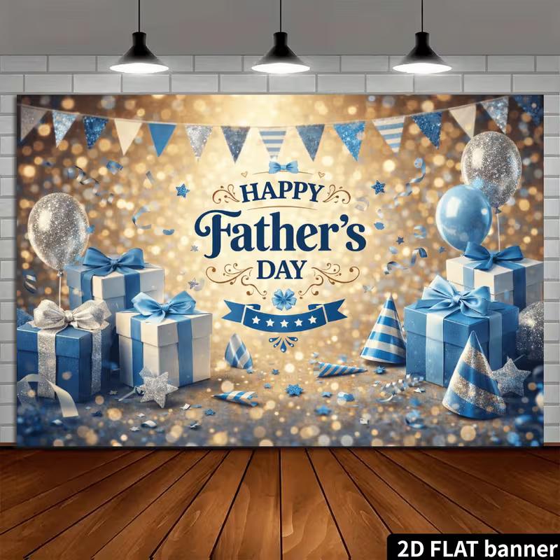 2D Navy Blue Silver Glitter Dad Holiday Family Portrait Photography Backdrop Decor