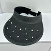 Summer outdoor sunscreen hat children fashion high sense pearl large brim straw hat seaside beach sunshade empty top hat